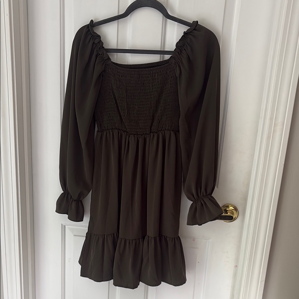 SHEIN Dark Olive Midi Dress
